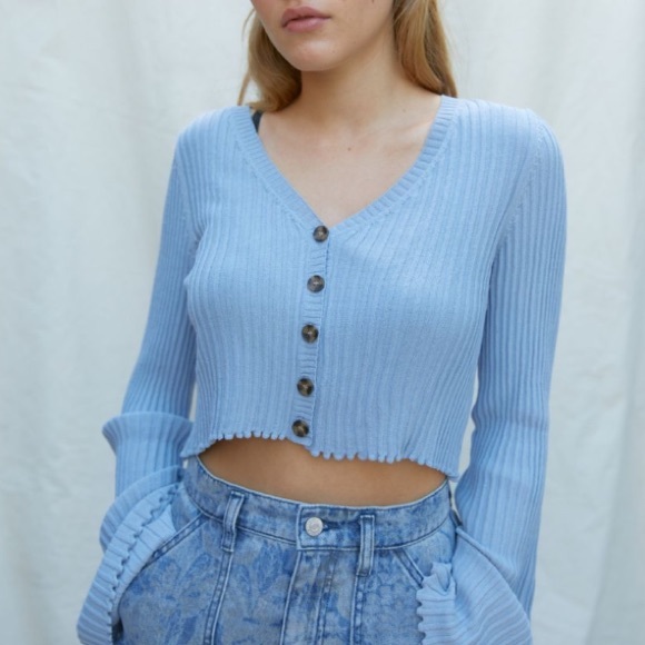Urban Outfitters Sweaters - UO Ruffle Ribbed Cardigan